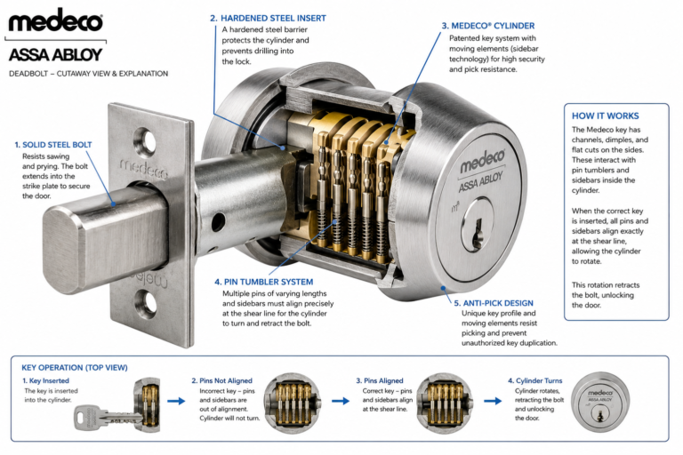 Medeco High-Security Lock Cutaway: How It Works
